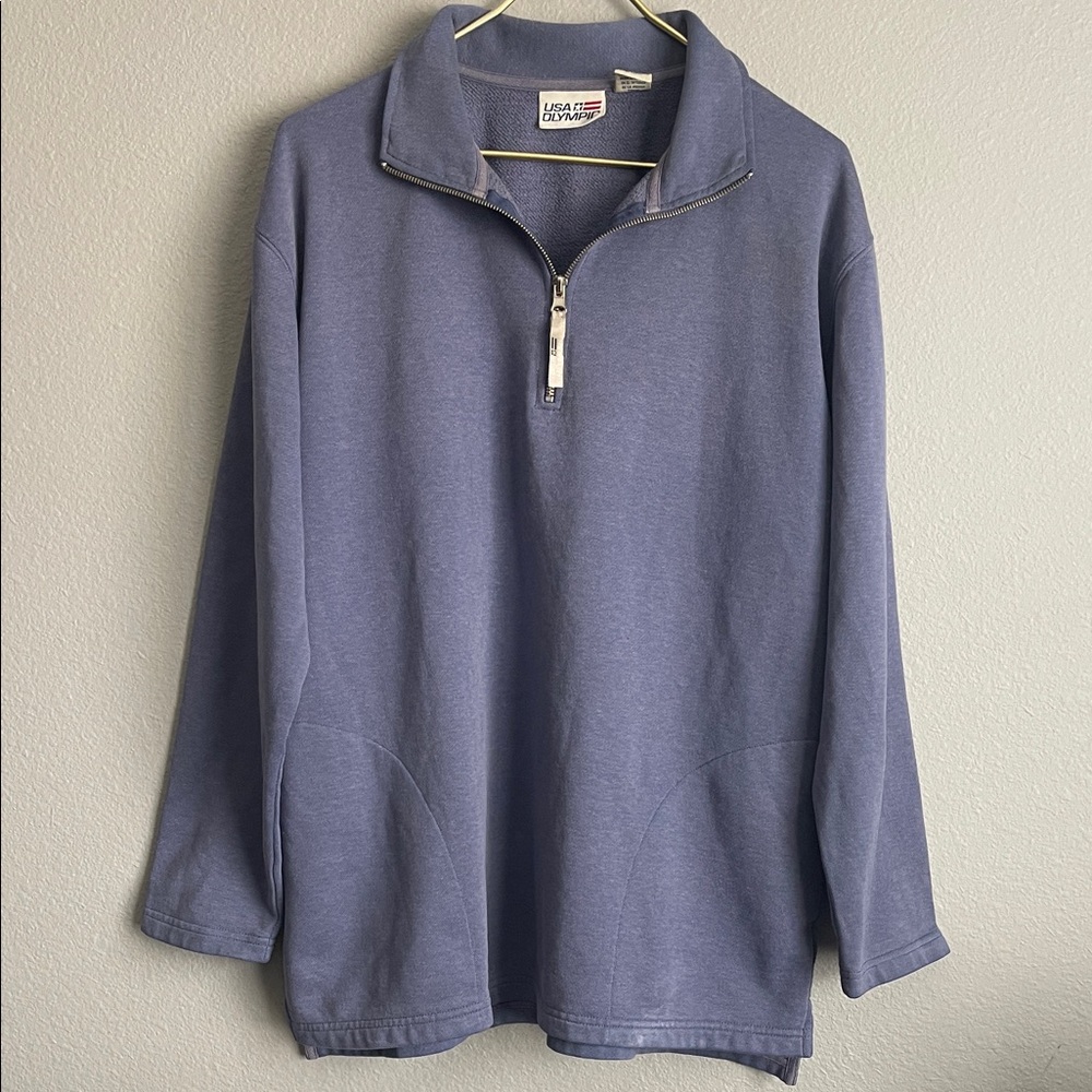USA Olympic Men's Zip-Up Pullover Sweater in Blue